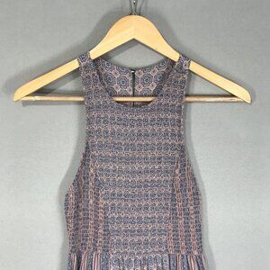 Kimchi Blue Dress Women's Small Brown Floral Midi Smocked Bodice Sleeveless